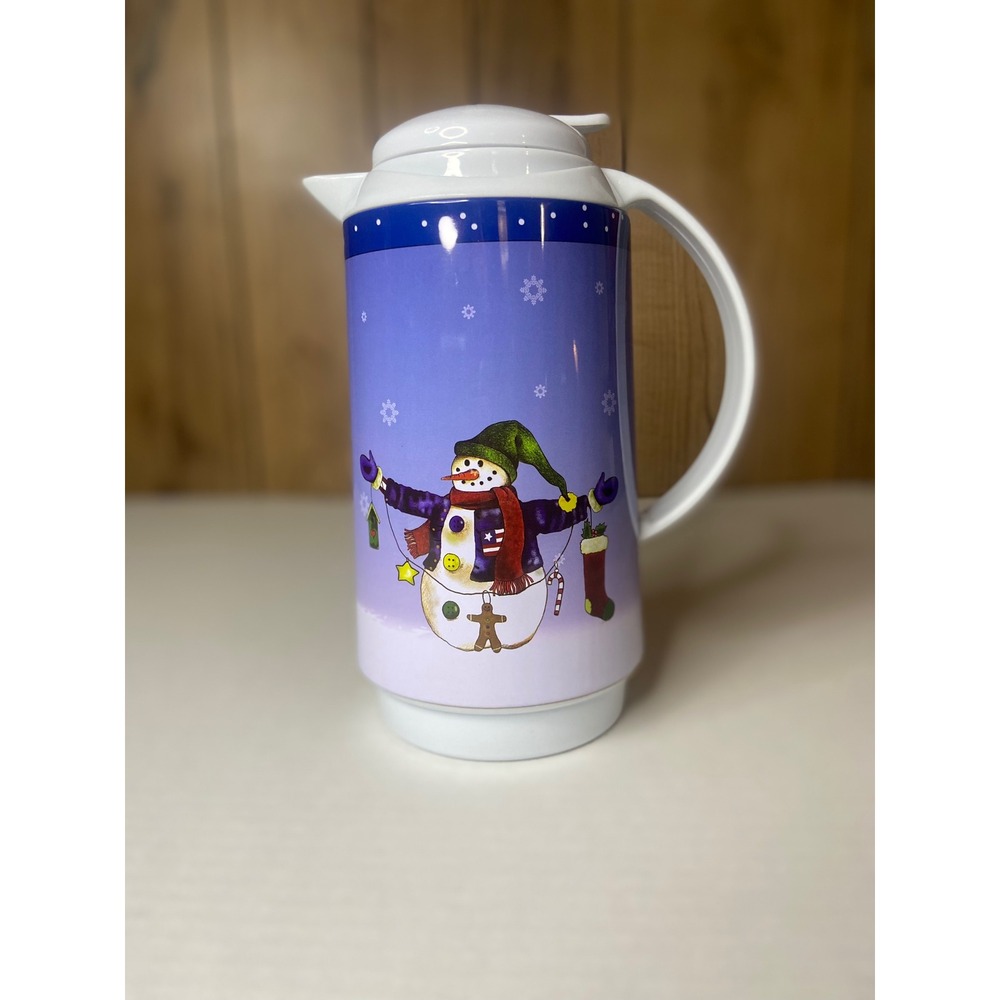 Christmas Snowman Thermos Carafe Hot‎ Cold Beverage Server Holiday Kitchen Decor